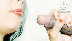 close-up fetish with red lips in slow motion, what do you see?