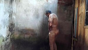 Amateur Gay Shower Encounter Turns Steamy with Passionate Kissing and Touching