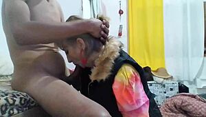 Blonde milf sucks cock