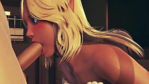 Sexy elf girl performs blowjob and handjob with Christmas facial cumshot