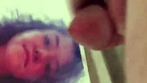 Fun couple receives cum tribute. Masturbation leads to intense cumshot.