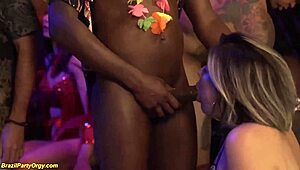 Rough Brazilian Carnaval Party Orgy! MILFs Deepthroat Cocks in Group Banging and Assfucking Anal!