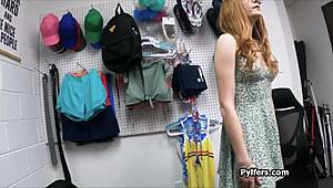 Shy redhead babe sucks cock intensely for stolen panties