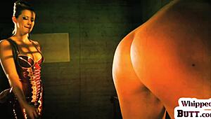 Lezdom babe clamps dyke pussy while toying her hard with dildo! 😈