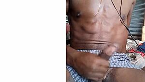 stroking my big black cock and sweating in boxers 😏