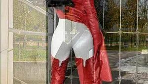 Chic ladies strut in latex boots and leather outfits 😍