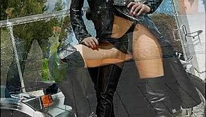 Chic ladies strut in latex boots and leather outfits 😍
