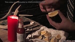 Dirty lesbian endures whipping and choking in intense bdsm play with deepthroat and anal.