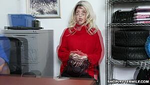 blonde milf kit mercer negotiates a naughty deal with officer peter in the office