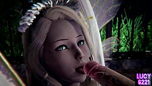 Blonde Spirit with Big Tits Receives Creampie After Oral Sex in 3D Porn