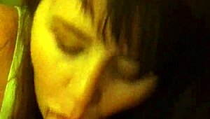 the guy enjoys a sloppy blowjob from the babe in this second movie scene