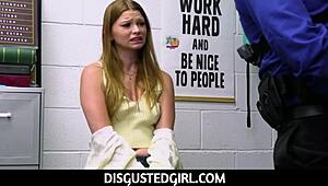 Tiny Teen Shoplifter Fucked By Officer After Strip Search! Mazy Myers And Mike Mancini In POV Office Action.