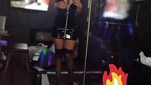 Teen Latina In Latex Dress And Fishnet Stockings Poses