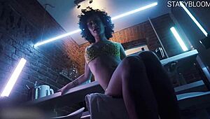 curvy babe teases vibrator on wet pussy squirting closeup