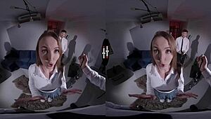 hey, exploring that dark vr room with a shaved brunette for some intense blowjob and sex action 😏💦