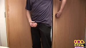 amateur college babe in uniform performs oral then missionary