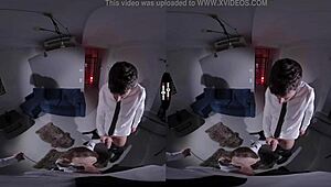 hey, exploring that dark vr room with a shaved brunette for some intense blowjob and sex action 😏💦