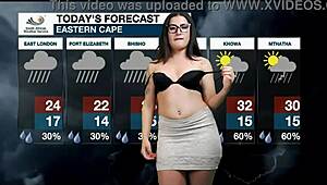 Weather Girl Intensely Masturbates Wet Pussy, Losing Mind Over Tight Ass and Big Butt