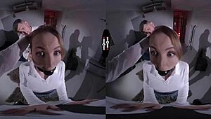 hey, exploring that dark vr room with a shaved brunette for some intense blowjob and sex action 😏💦