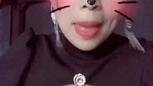 Teen 18+ squeezes her big tits in tight lingerie