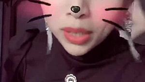 Teen 18+ squeezes her big tits in tight lingerie