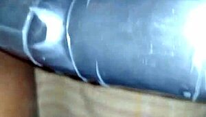 My wife surprises me with a homemade dildo for some amateur pegging fun in our bedroom.