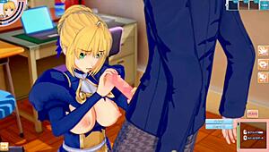 Fate grand order altria pendragon gets big tits rubbed in 3d hentai animation