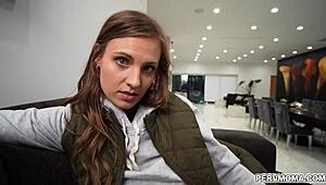 kenzie love gives allen swift a sloppy blowjob to motivate him