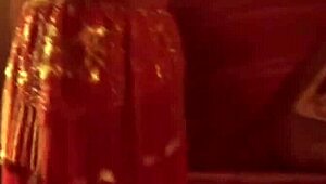 Wow, check this sexy brunette babe shaking her belly in a hot dance!