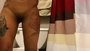 Feel the wetness as I masturbate in the bathroom