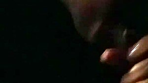 Late night sloppy blowjob from an ebony milf with wild skills in homemade action.