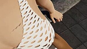 Big Tits Slut Sucks Cock with Dildo Toys