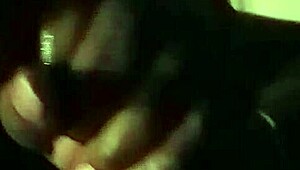 Late night sloppy blowjob from an ebony milf with wild skills in homemade action.