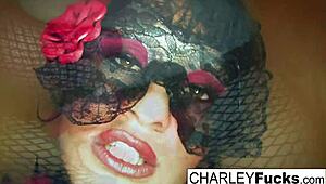 Charley Chase Teases In Sexy Lingerie And Stockings, Touching Her Big Tits And Ass.