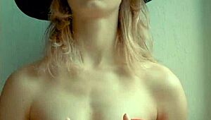 this ukrainian blonde strips and poses her shaved ass solo