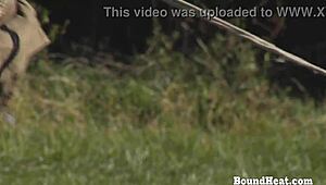 So these tied up lesbian slaves are getting humiliated by the dominant madame with her big tits.