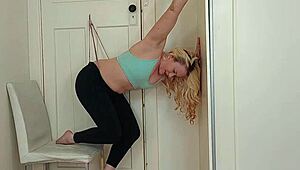Hanging Wedgie Off Door with Blonde Milf in Thong