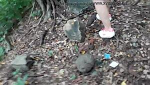 he fucks her in the forest and cums inside outdoors