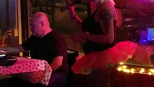 At the tranny party, the blonde shemale gets wild with everyone