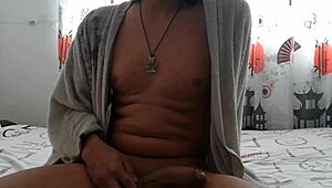 Latina Babe Boldly Masturbates Big Cock After Shower Bath