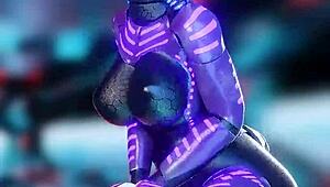 Furry yiff anal sex with human in intense cowgirl position