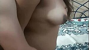 Latina milf rides husband to intense orgasm at home