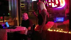 At the tranny party, the blonde shemale gets wild with everyone