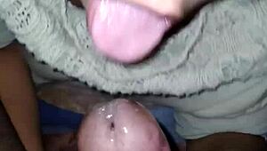 cumming in the slut's mouth from pov