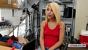 A Blonde Teen 18+ Participates In Casting Interview