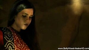 a warm indian babe lounges nude, showing natural tits and hairy body in softcore solo