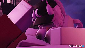 In this 3d cartoon, she gives a boobjob paizuri with cum on tits