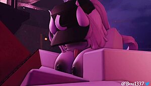 In this 3d cartoon, she gives a boobjob paizuri with cum on tits