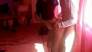 The Latina MILF gets fucked standing by a young stud without mercy