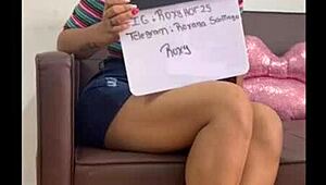 Rommy, the hot latina pornstar, masturbates in casting and rides cowgirl behind the scenes